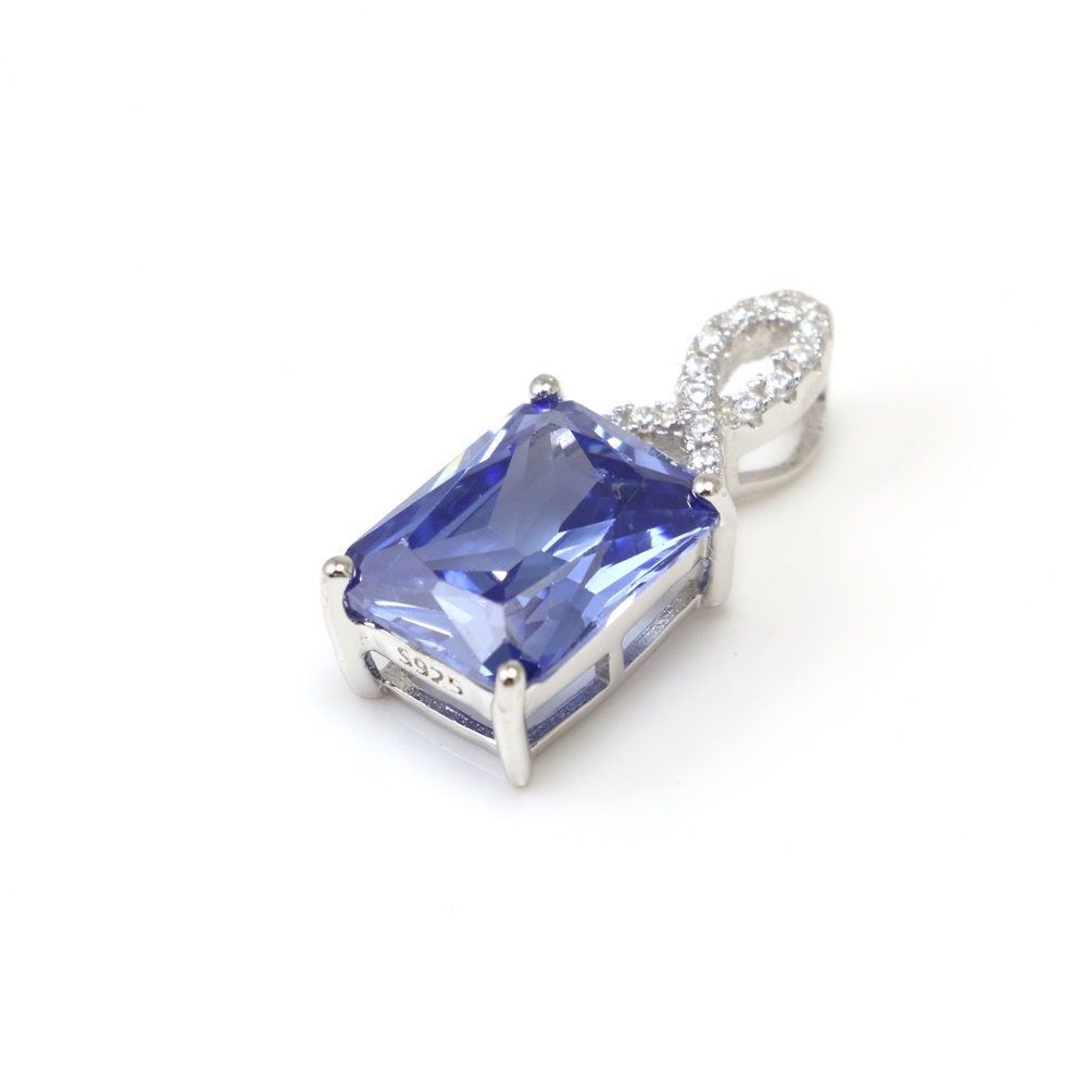 Tanzanite Necklace, 925 Sterling Silver, Cubic Zirconia, Gemstones Necklace